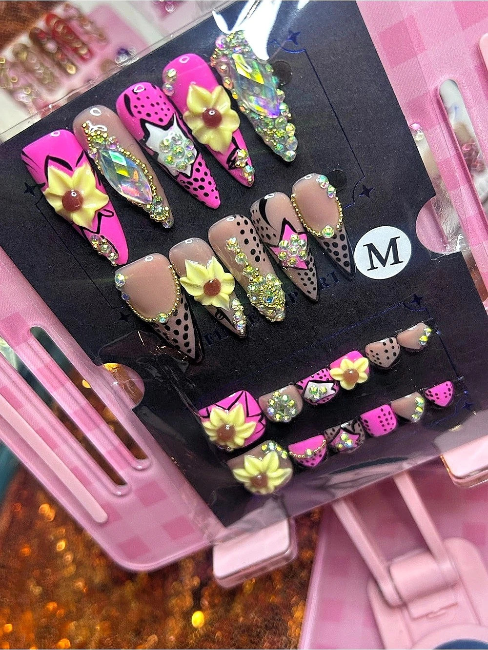 Pink & Brown Animal Print Press-On Nails NWT